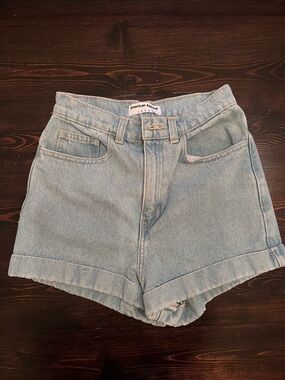 American Apparel Light Wash High-Waist Denim Shorts